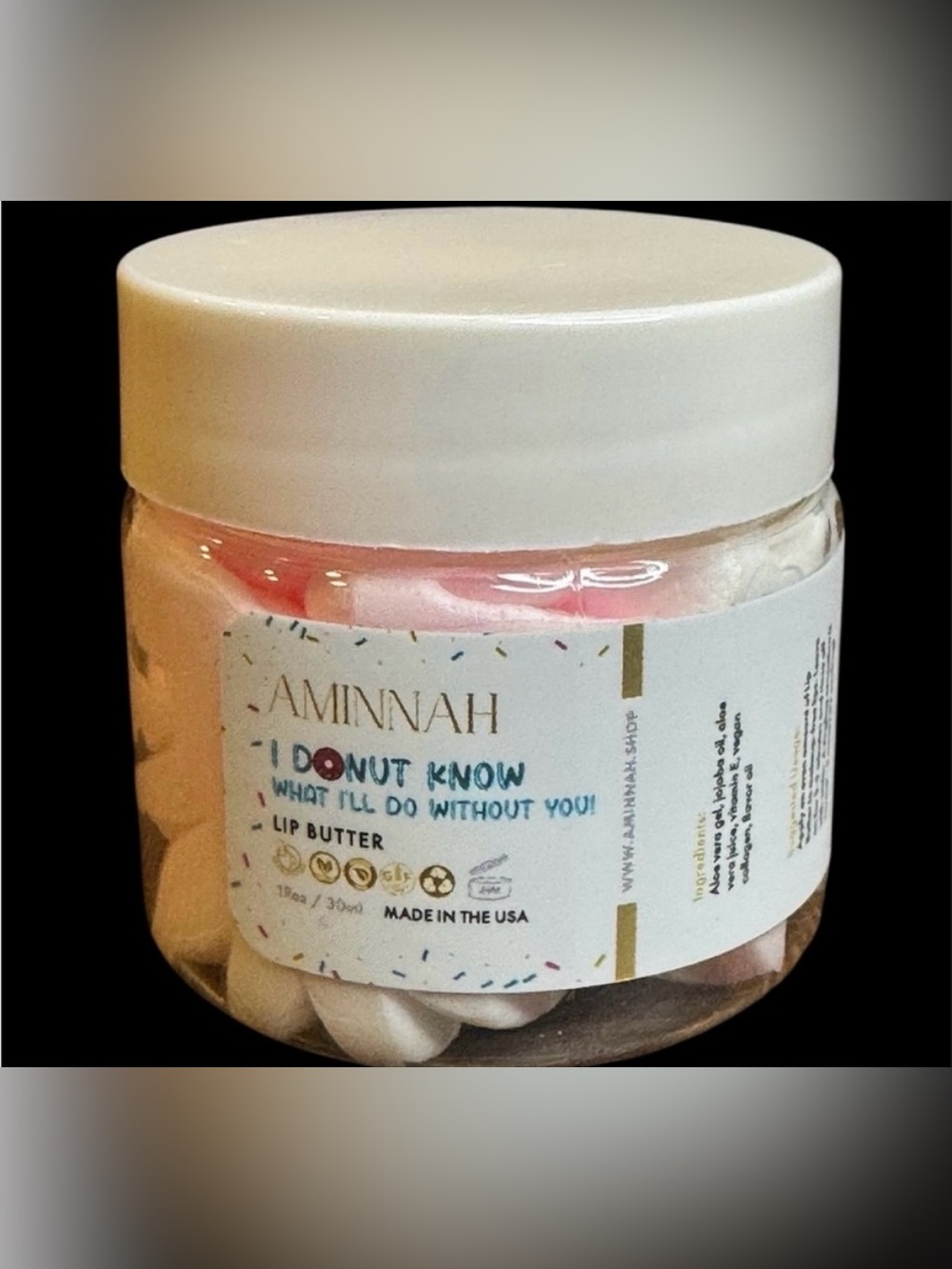 AMINNAH 'I Donut Know' Lip Butter - Pink & White Moisturizer